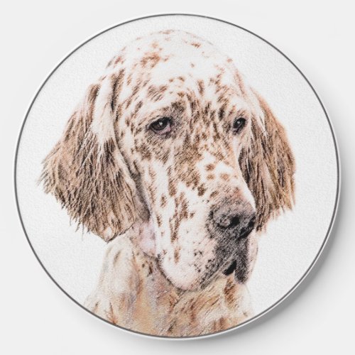 English Setter Orange Belton Painting Dog Art Wireless Charger