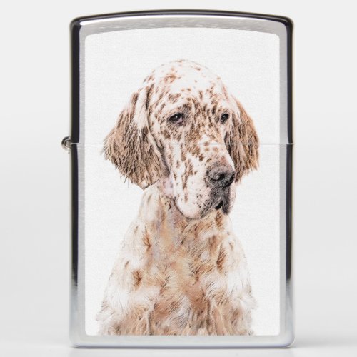 English Setter Orange Belton Painting Dog Art Zippo Lighter