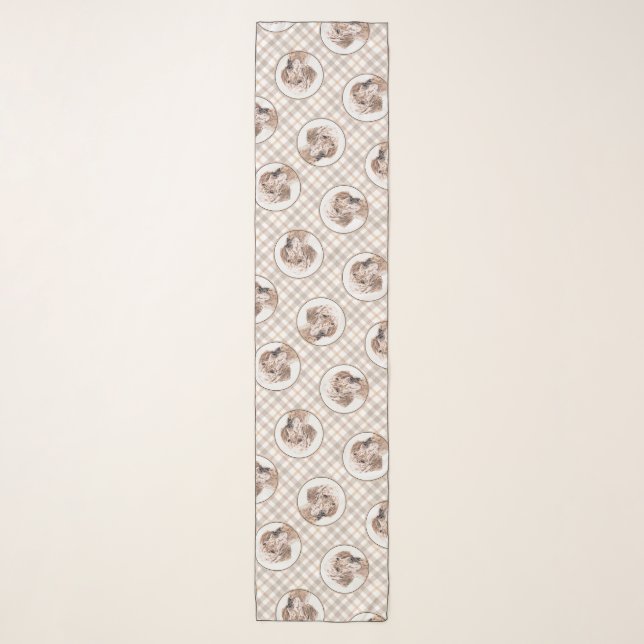 English Setter Orange Belton Painting Pet Dog Art Scarf (Front)