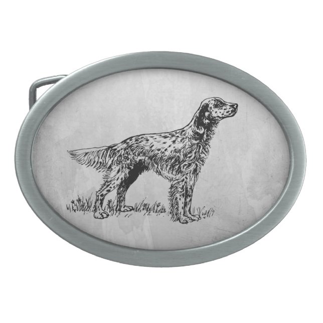 english setter oval belt buckle (Front)