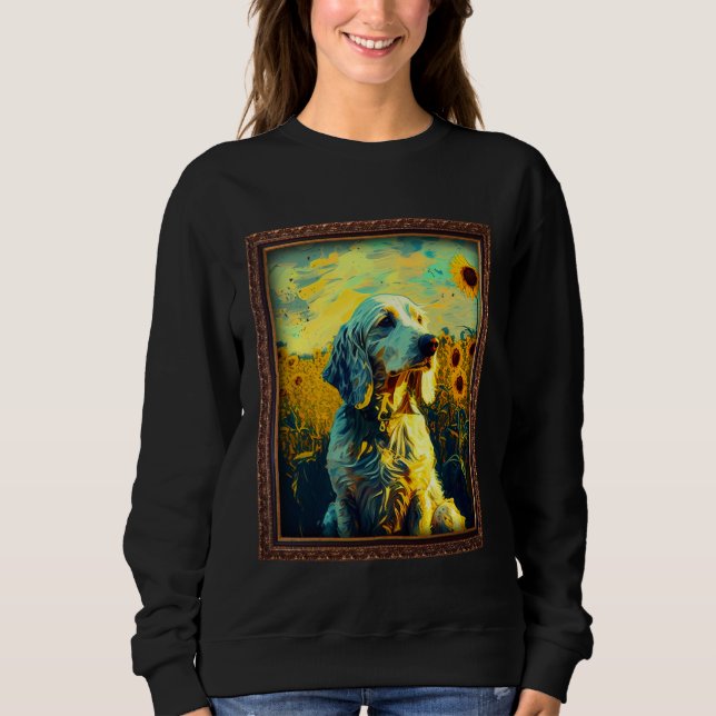 English Setter Painting Sunflower Flower Mom Women Sweatshirt (Front)