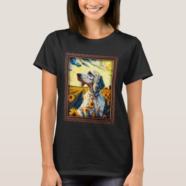 English Setter Painting Sunflower Flower Mom Women T-Shirt (Front)
