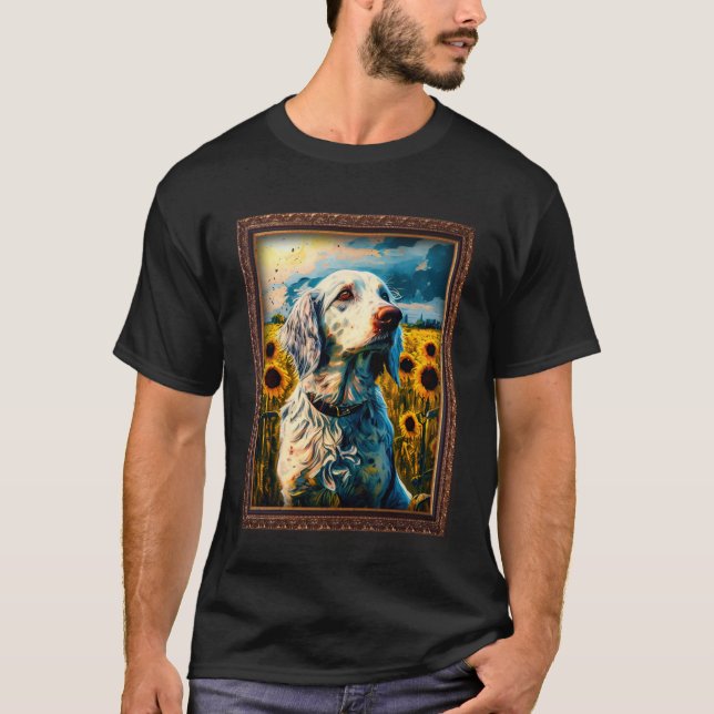 English Setter Painting Sunflower Flower Mom Women T-Shirt (Front)