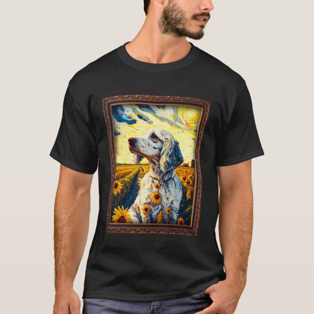 English Setter Painting Sunflower Flower Mom Women T-Shirt (Front)