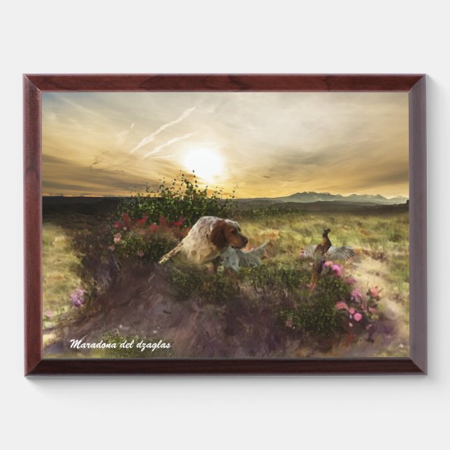 English Setter , Pheasant hunting  Award Plaque (Horizontal)