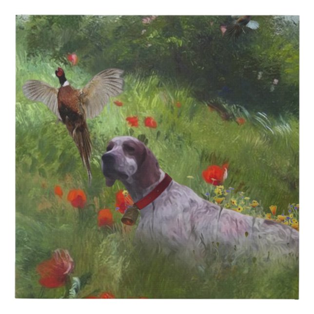 English Setter , Pheasant hunting  Faux Canvas Print (Front)