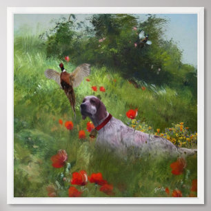 English Setter , Pheasant hunting  Framed Art
