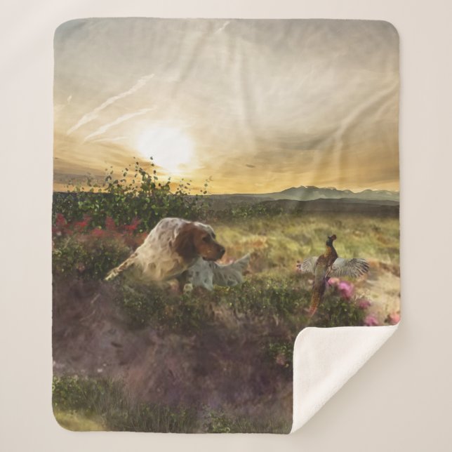English Setter , Pheasant hunting  Sherpa Blanket (Front)