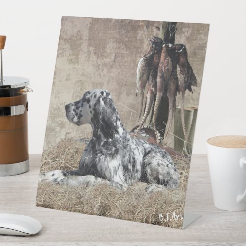 English Setter  Pheasant Hunting  Tapestry Poster Pedestal Sign