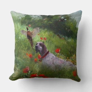 English Setter , Pheasant hunting  Throw Pillow
