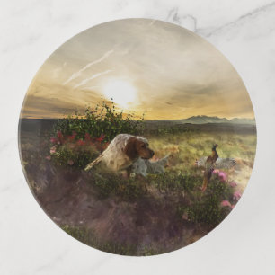 English Setter , Pheasant hunting  Trinket Tray