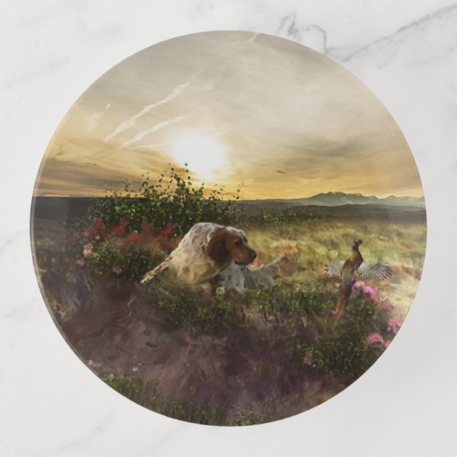 English Setter , Pheasant hunting  Trinket Tray (Front)