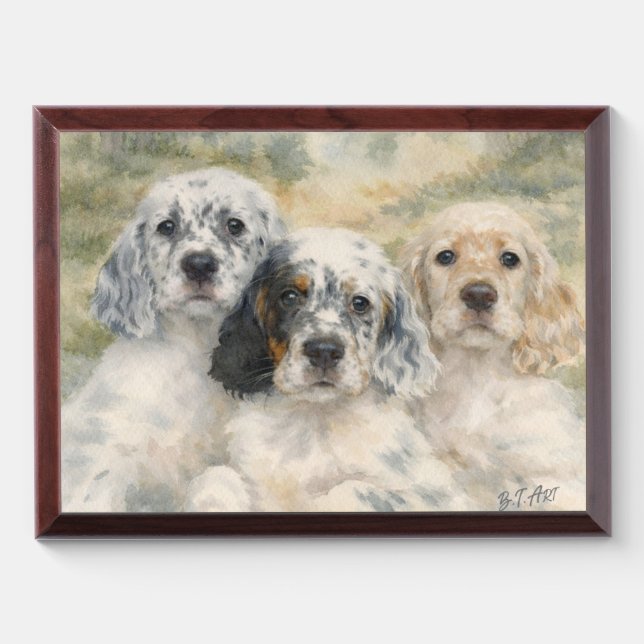 English Setter Puppies Award Plaque (Horizontal)