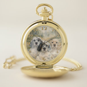 English Setter Puppies Pocket Watch