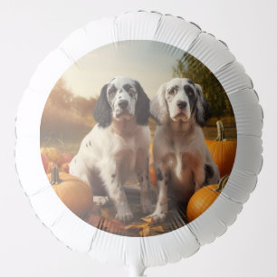 English Setter Puppy Autumn Delight Pumpkin Balloon