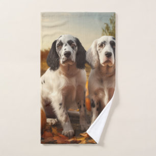 English Setter Puppy Autumn Delight Pumpkin Bath Towel Set