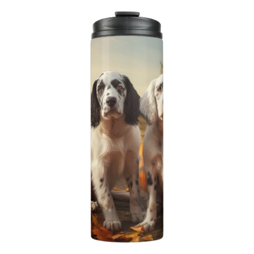 English Setter Puppy Autumn Delight Pumpkin  Thermal Tumbler