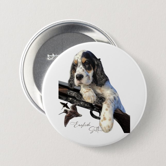 English Setter puppy Button (Front & Back)