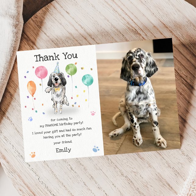 English Setter Puppy Dog Birthday Thank You Card (Creator Uploaded)