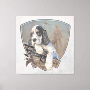 English Setter puppy with a classic shotgun    Canvas Print