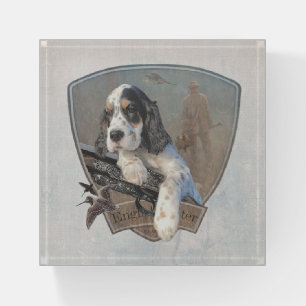English Setter puppy with a classic shotgun Paperweight