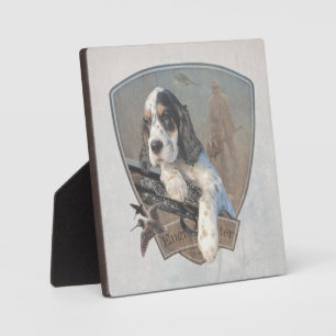 English Setter puppy with a classic shotgun   Plaque