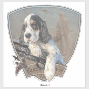English Setter puppy with a classic shotgun Sticker