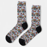 English Setter Running in Snow with Christmas Hat Socks