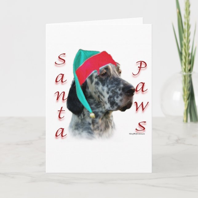 English Setter Santa Paws Holiday Card (Front)