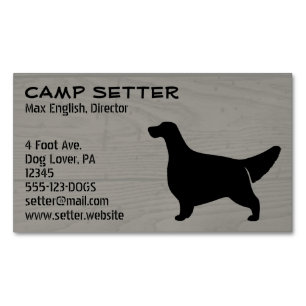 English Setter Silhouette Dog Breed Faux Wood Magnetic Business Card
