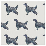 English Setter Silhouette Tiled Fabric - Black WC