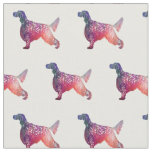 English Setter Silhouette Tiled Fabric - Pink