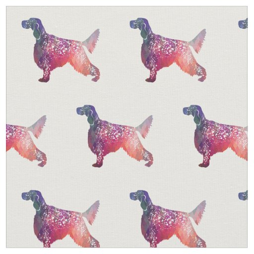 English Setter Silhouette Tiled Fabric - Pink