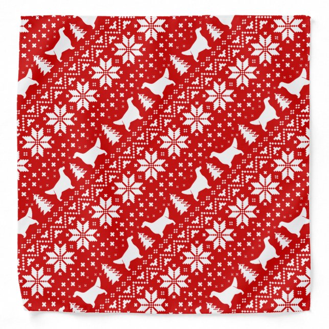 English Setter Silhouettes Christmas Pattern Red Bandana (Front)