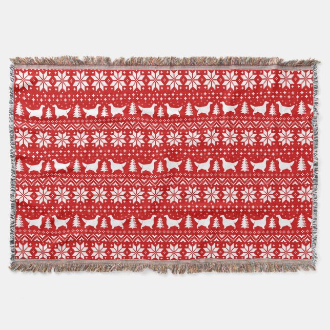 English Setter Silhouettes Dogs Christmas Pattern Throw Blanket (Front)