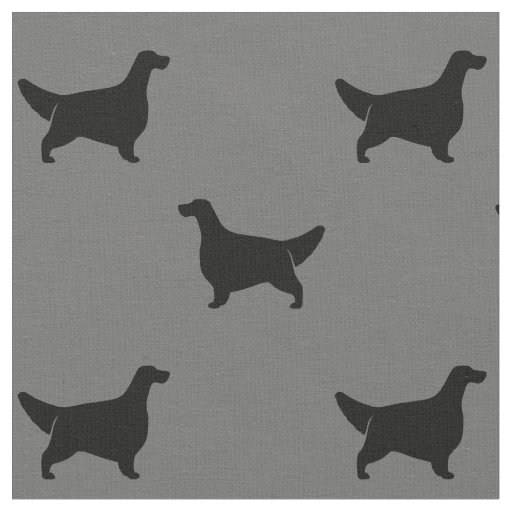 English Setter Silhouettes Pattern Grey and Black Fabric