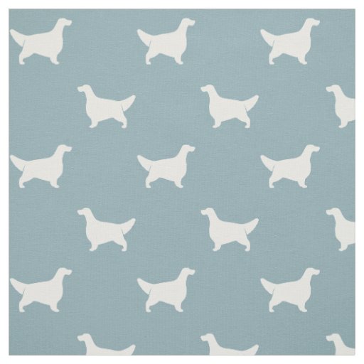 English Setter Silhouettes Pattern Light Blue Fabric