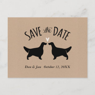 English Setter Silhouettes Wedding Save the Date Announcement Postcard