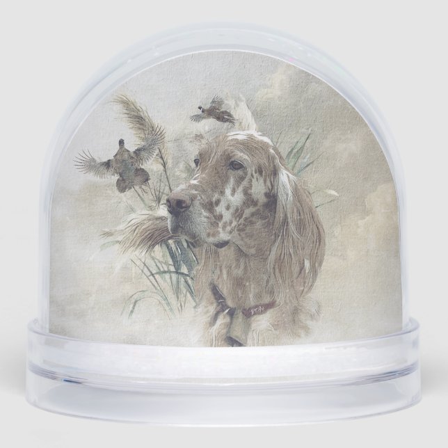 English Setter Snow Globe (Front)