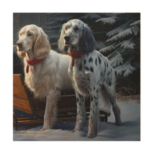 English Setter Snowy Sleigh Christmas Decor 