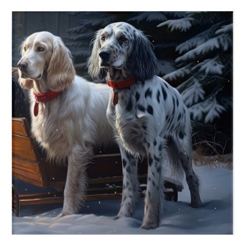 English Setter Snowy Sleigh Christmas Decor 