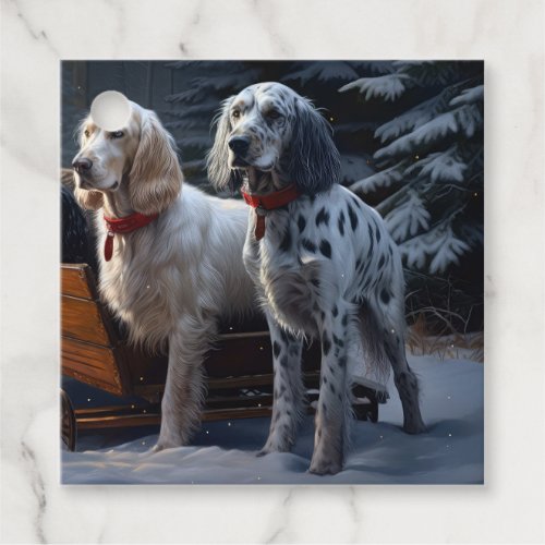 English Setter Snowy Sleigh Christmas Decor  Favor Tags