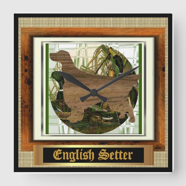 English Setter Sport Of It Square Wall Clock (Front)