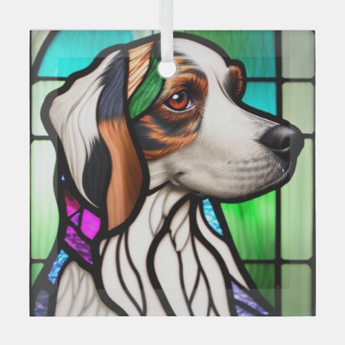 English Setter Stained Glass Glass Ornament