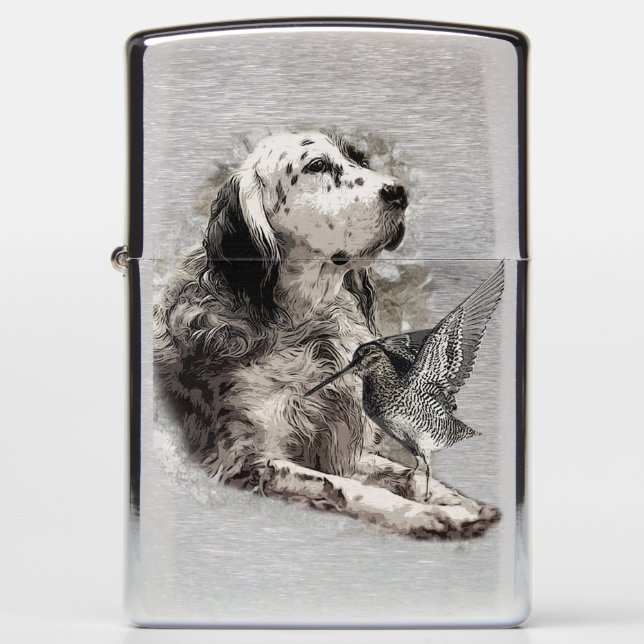 English Setter  T-Shirt Trucker Hat Button Keychai Zippo Lighter (Front)