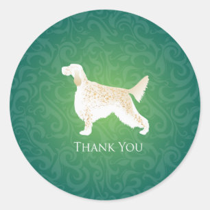 English Setter Thank You Silhouette Classic Round Sticker