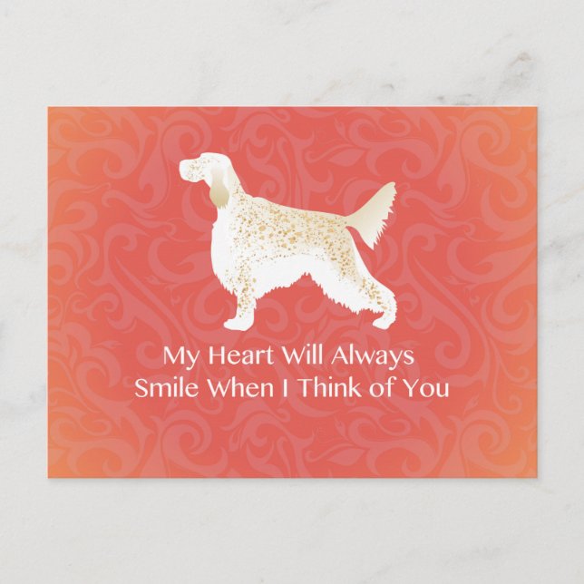 English Setter Thinking of You Pet Memorial Postcard (Front)