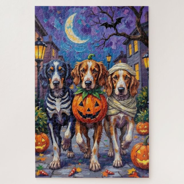 English Setter Trick-or-Treating Halloween Costume Jigsaw Puzzle (Vertical)