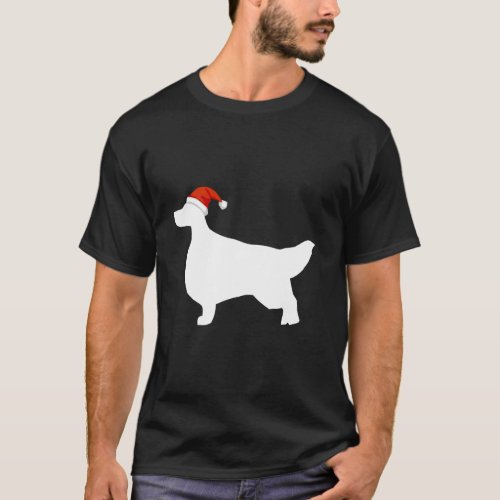English Setter Wearing Santa Hat Christmas Dog T_Shirt