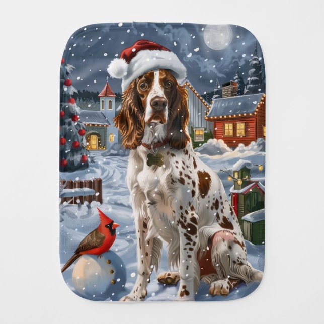 English Setter Winter Wonderland Christmas Joy Baby Burp Cloth (Front)